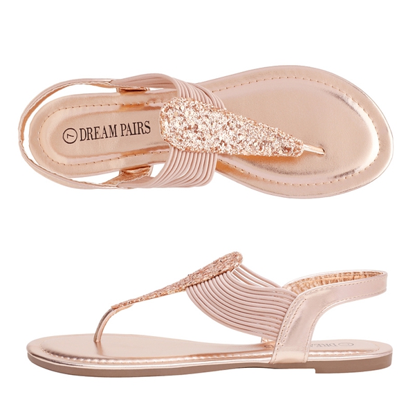 Elastic Gladiator Flat Sandals - CHAMPAGNE GOLD - 2